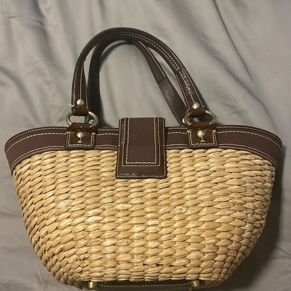Vintage Coach wicker tote bag - Picture 3 of 4